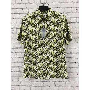 ROWM Button Up Shirt Green Plants Design